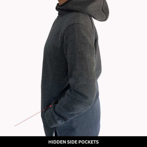Fleece Pullover Hoodie Dark Grey Marle