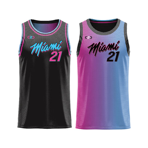 Miami Gradient Reversible Basketball Singlet - "Front"