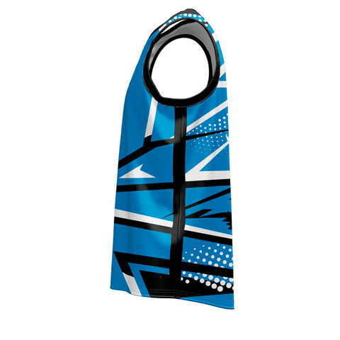 Cheap Stock Basketball Singlet - Azure/Black