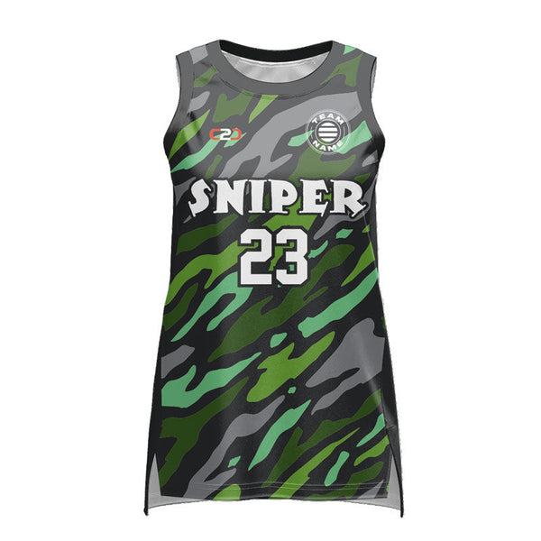 Custom SNIPER Ladies Basketball Singlet Front View