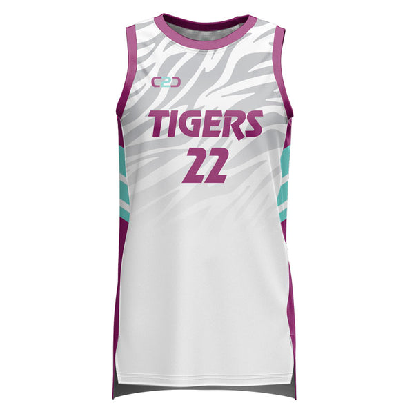 Custom Tigers Basketball Singlet Front View